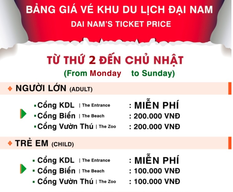 Thông Tin Về Giá Vé Vui Chơi